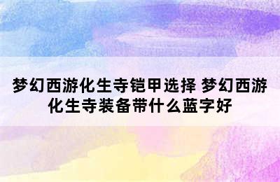 梦幻西游化生寺铠甲选择 梦幻西游化生寺装备带什么蓝字好